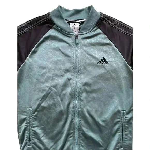 Adidas Women's Embossed Print Climalite Full Zip Track Jacket Teal Carbon M - Picture 5 of 10